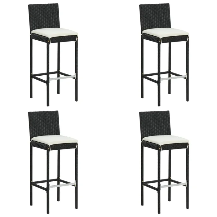 Garden Bar Stools With Cushions 4 Pcs Poly Rattan