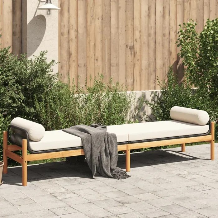 Garden Bench With Cushion Poly Rattan Acacia