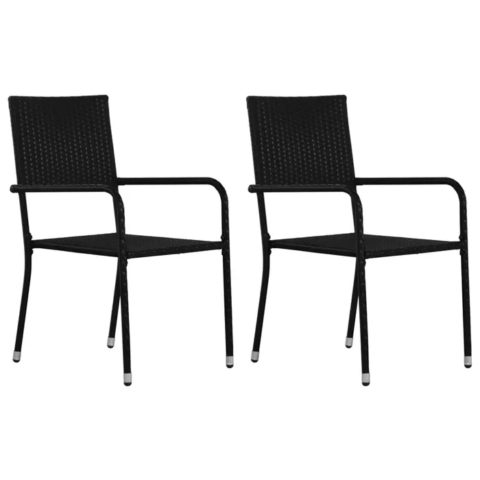 Garden Dining Chairs 2 Pcs Stackable Poly Rattan