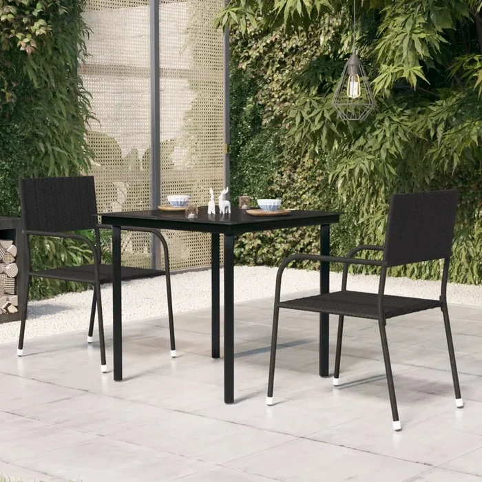 Garden Dining Table Black Steel And Glass