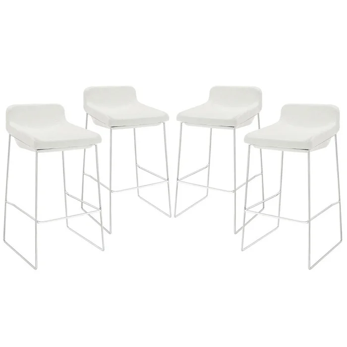 Garner Bar Stool Set of 4, White Fabric