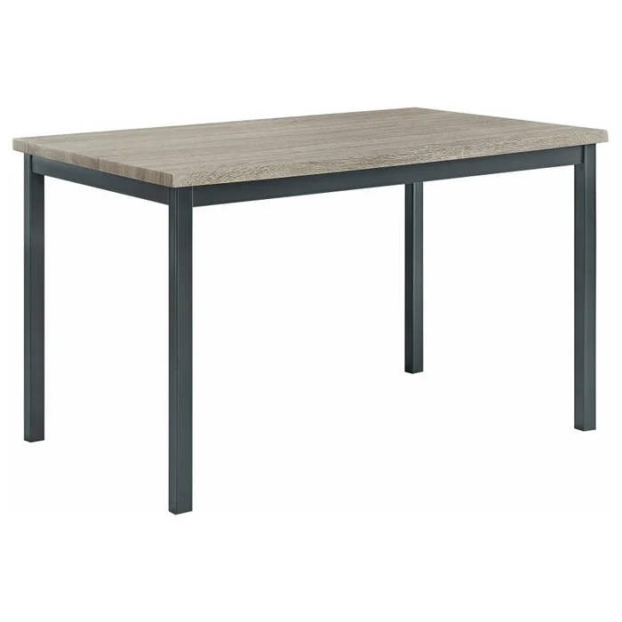 Garza Rectangular Composite Wood Dining Table – Gray Top with Powder-Coated Black Metal Frame, Seats 4, Scratch-Resistant Laminate, Modern Industrial Style