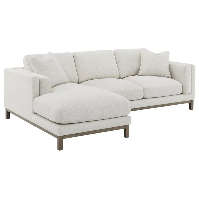 Geneva Boucle Upholstered Sectional Chaise Sofa – Sand, Left Side Chaise, Plush Foam & Sinuous Spring Seating, Modern Contemporary Living Room