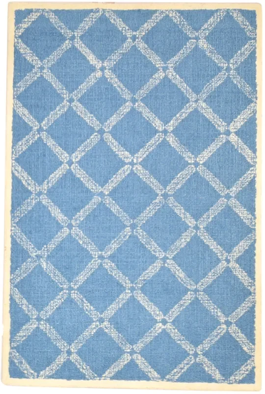 Georgeanna Wool Blue Rug 4′ X 6′ Modern Hand Tufted Scandinavian Geometric