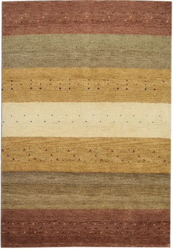 Gilda Hand Knotted Multi Color Wool Rug 4X6 Persian Gabbeh Striped