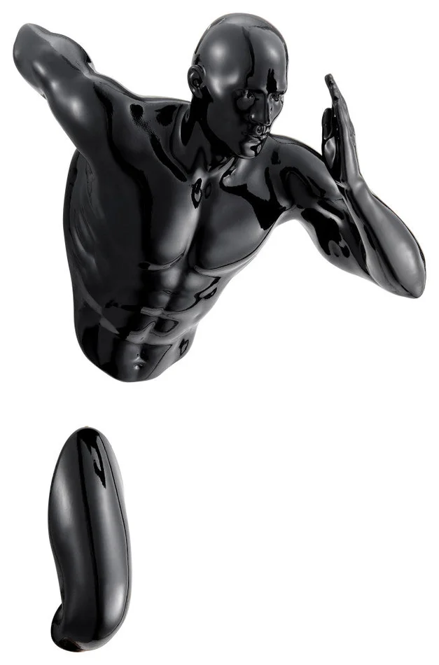 Glossy Wall Sculpture 13″ Runner, Black