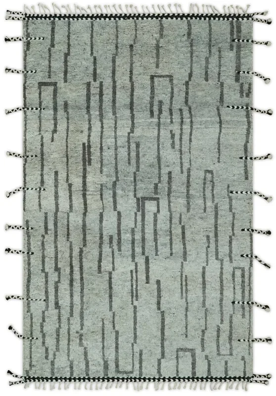 Gray and Taupe Hand Knotted Modern Stripes Deign 5×8 wool area rug
