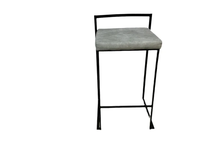 Gray Faux suede barstool with black metal legs- Local Pick Up Only