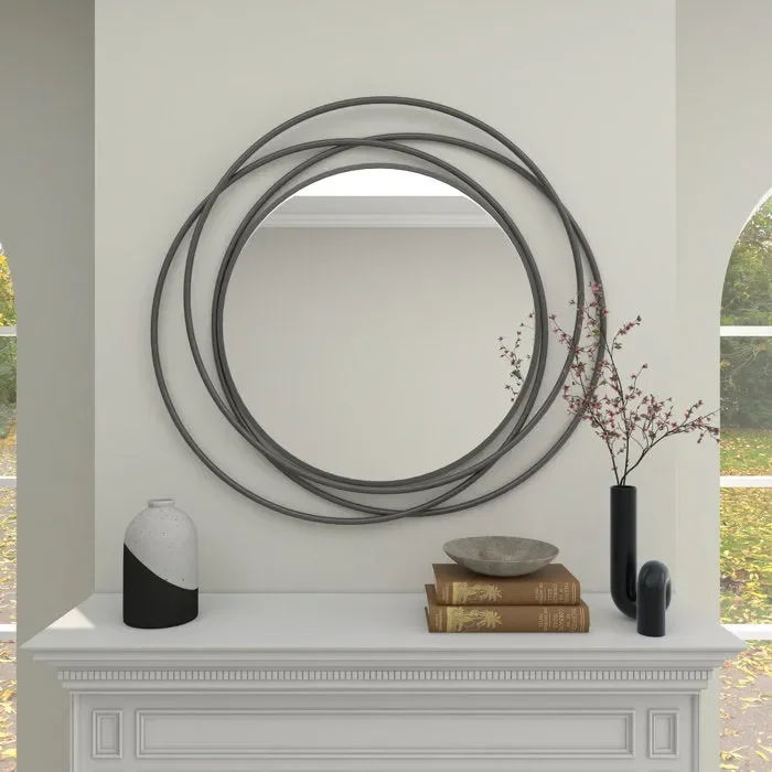 Gray Husby Round Metal Wall Mirror
