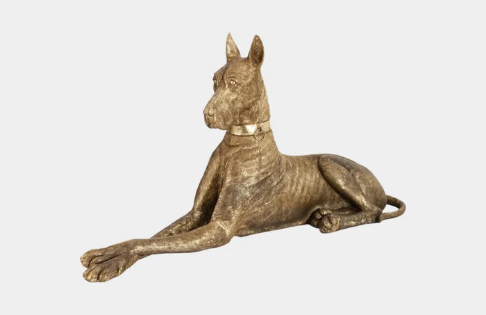 Great Dane Gold Leaf Sculpture – Resin Decorative Statue