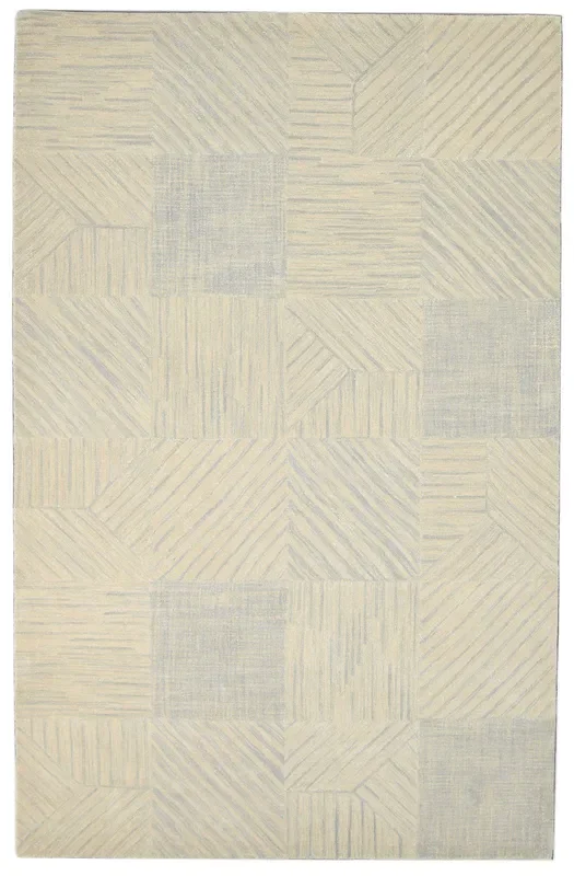Guillema Beige Wool Rug 5X8 Modern Hand Tufted Scandinavian Geometric