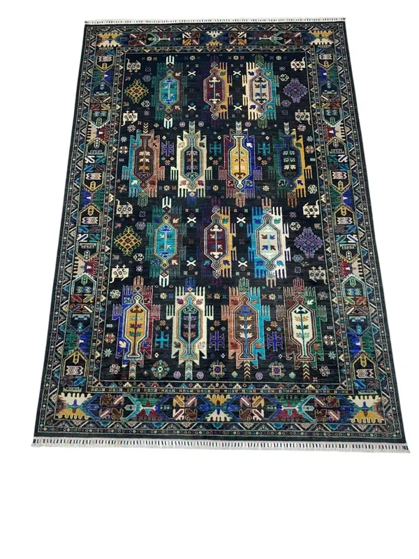 Hand-Knotted Afghani Chobi Kashani Wool Rug – 6’9″ x 10’0″