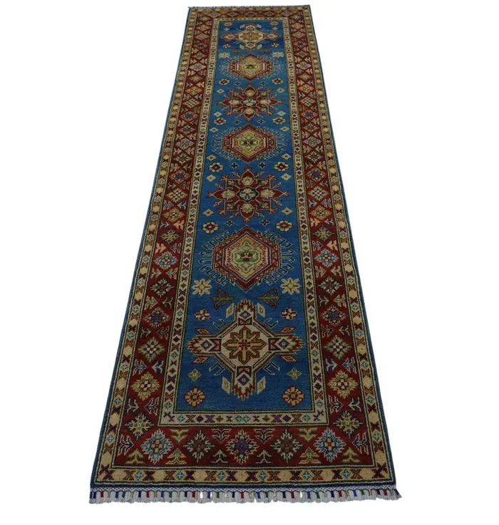 Hand-Knotted Afghani Kazak Wool Rug – 2’9″ x 9’9″