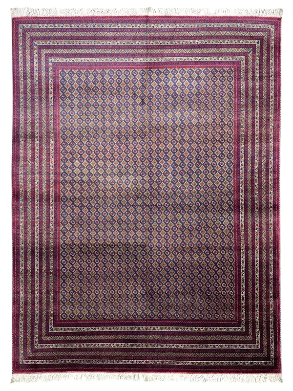 Hand-Knotted Afghani Khwaja Rushna Wool Rug | All-Over Pattern | 8′ x 11′