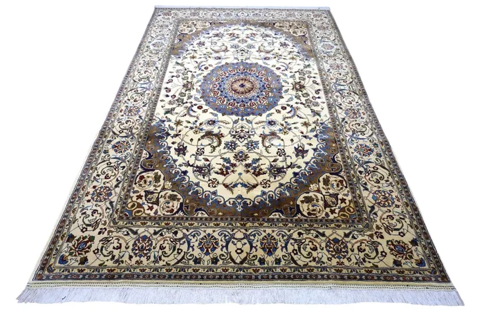 Hand-Knotted Nain Beige Afghani Wool Rug 7′ x 10′