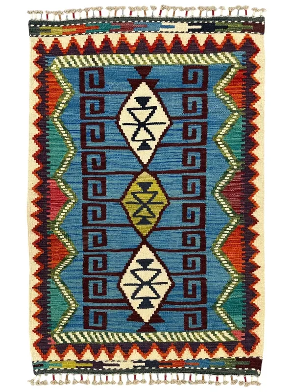 Hand-Woven Afghani Kilim Wool Rug 2’10” x 4’3″