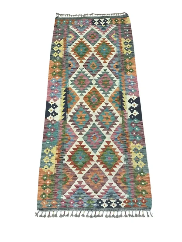 Hand-Woven Afghani Kilim Wool Rug 2’10” x 6’7″