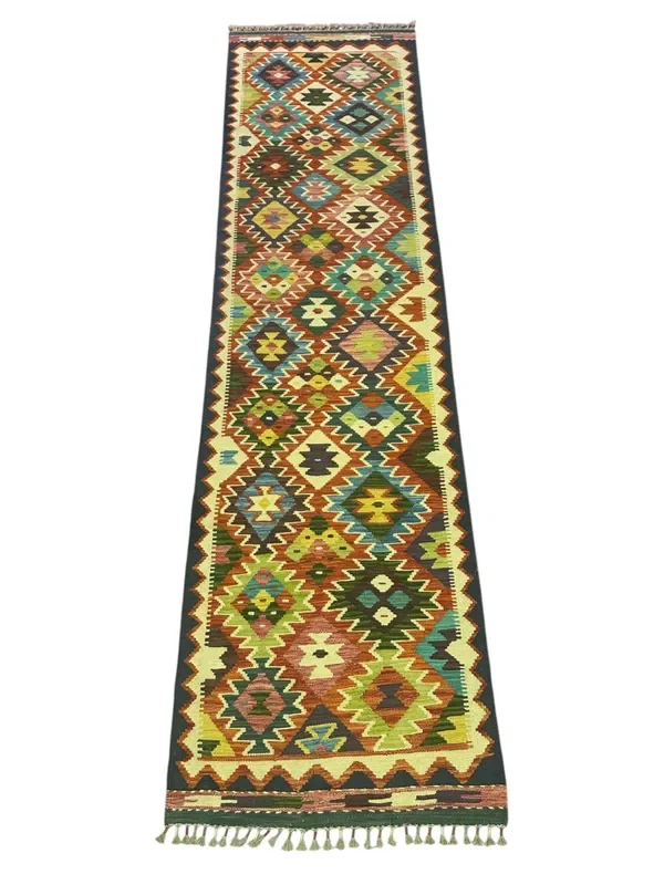 Hand-Woven Afghani Kilim Wool Rug 2’8″ x 9’11”