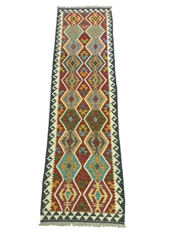 Hand-Woven Afghani Kilim Wool Rug 2’9″ x 9’9″