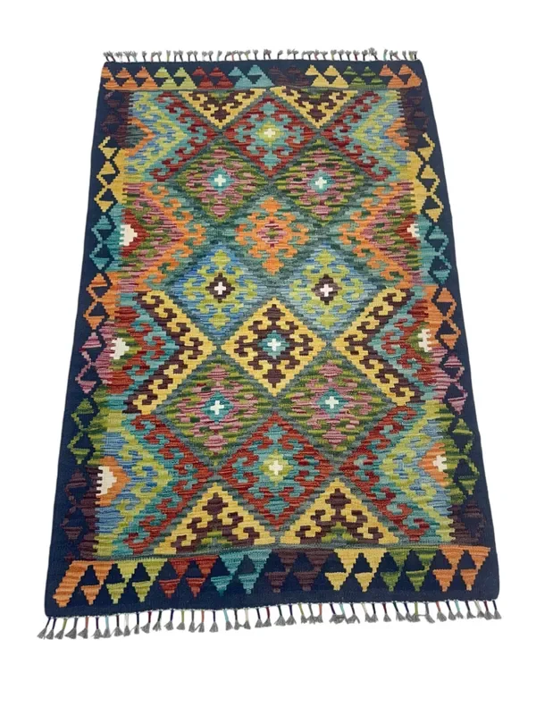 Hand-Woven Afghani Kilim Wool Rug 3’7″ x 5’6″