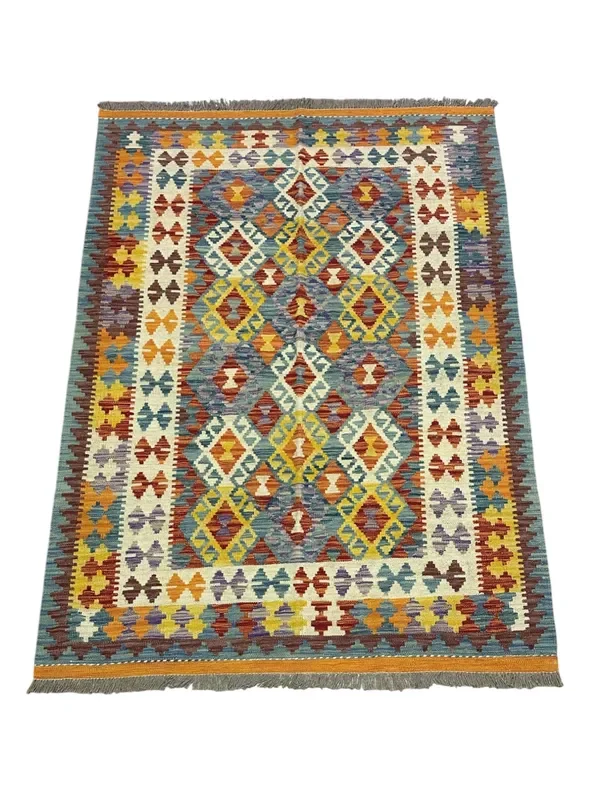 Hand-Woven Afghani Kilim Wool Rug 4’6″ x 6′