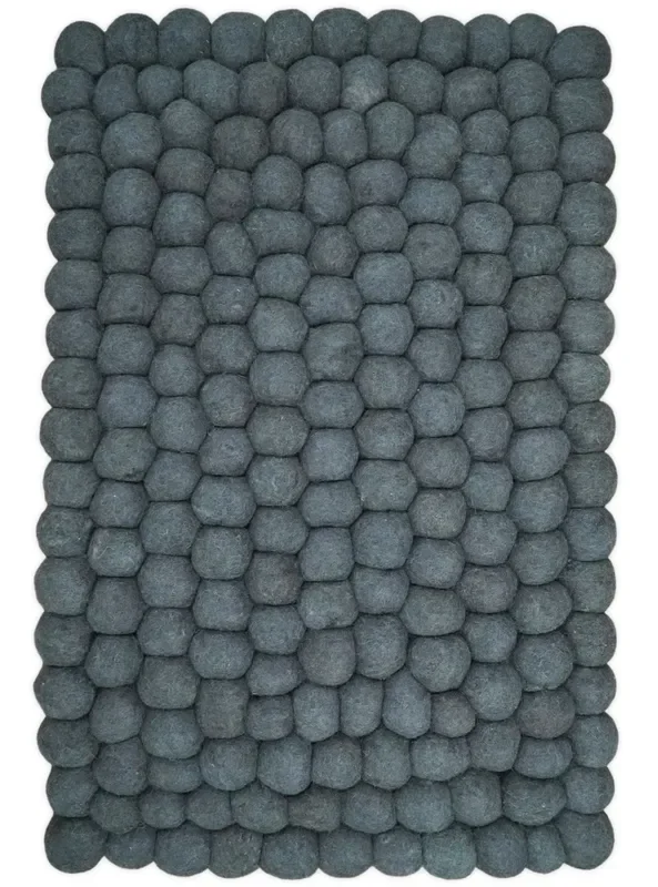 Handmade Felted Round Pebbles 2×3 Gray Charcoal 100% Wool Rug | PB1