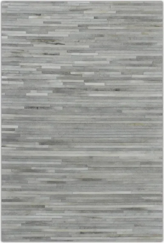 Handmade Hairon 5×8 Genuine Leather Handmade Ivory and Beige Area Rug | LR10