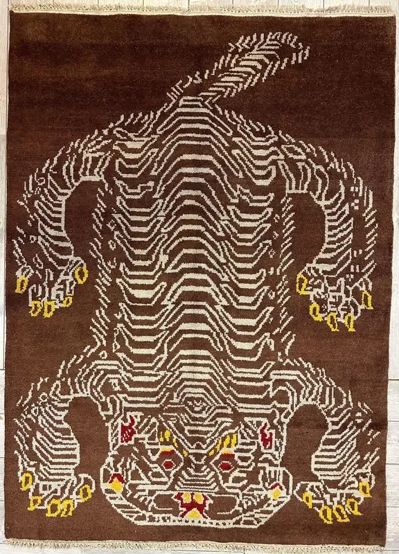 Handmade Pictorial (Tiger) Rug 5×7 ft