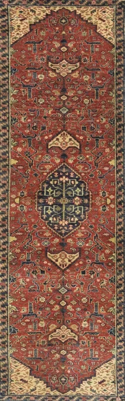 Handmade Rust and Blue Heriz Serapi Runner made with fine wool | SRP02
