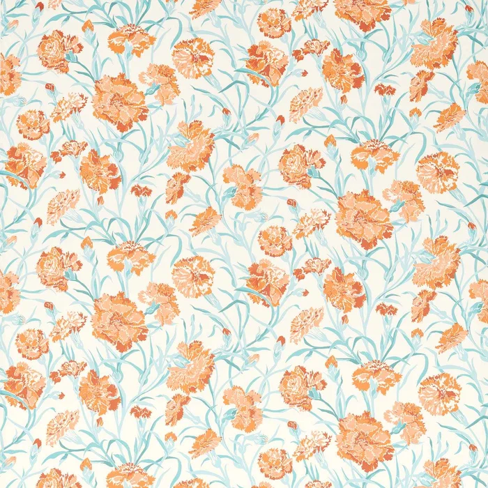 HARLEQUIN Fleur de Joie Fabric Contemporary, Floral Paprika,Aqua – HRTF121250