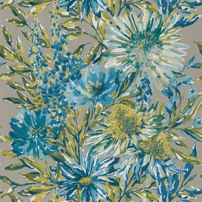 HARLEQUIN Floreale Wallpaper Contemporary, Floral Cornflower,Gilver Gravure – Wide Width Printed Wallpaper – HSTO111496