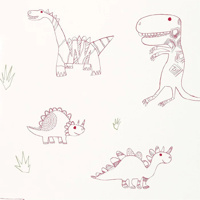 HARLEQUIN Jolly Jurassic Wallpaper Kids Strawberry,Emerald,Neutral Gravure Printed Wallpaper – HWO70525