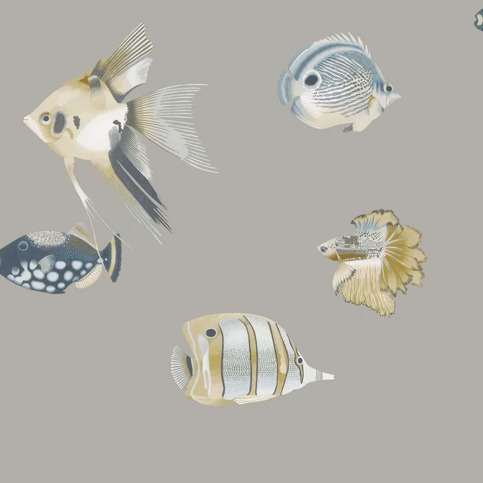 HARLEQUIN Kamanu Wallpaper Animals Graphite,Mustard Gravure Printed Wallpaper – HANZ111646