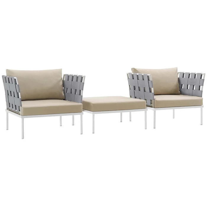 Harmony Three PCS Outdoor Patio Aluminum Set, Beige, Rattan 11670