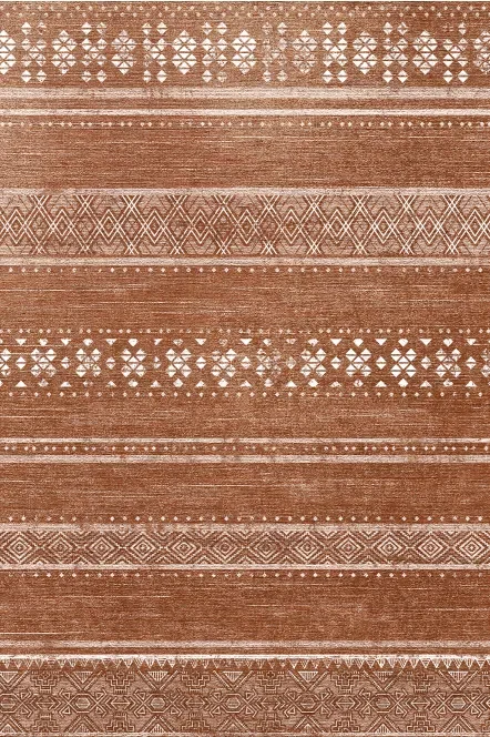 Harper | Custom Geometric Rugs Washable Print Carpet Runner Red Brown | Multi Color