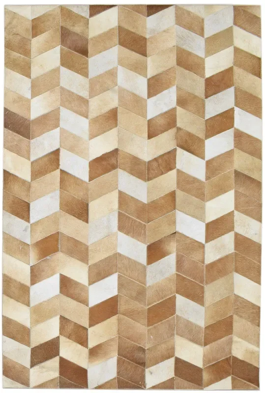 Hephzibah Hand Woven Brown Leather Rug 4′ X 6′ Modern French Chevron