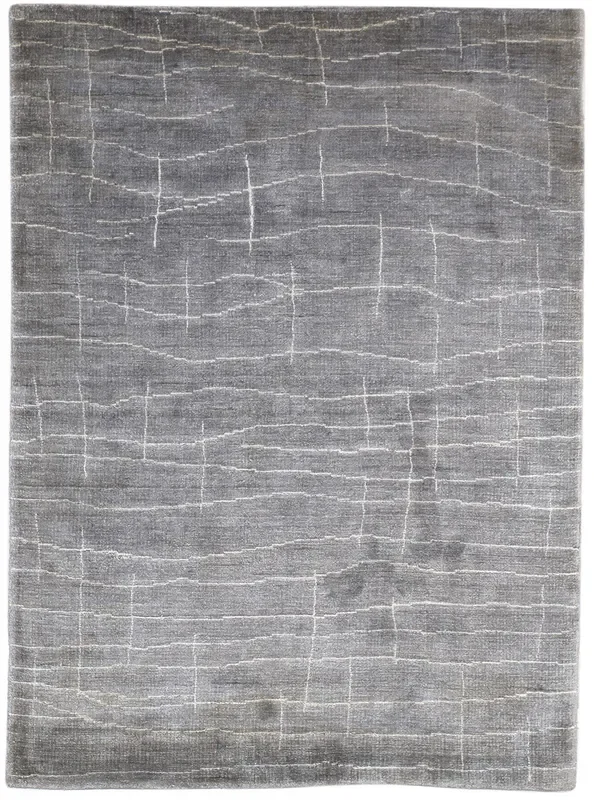 Hestia Dark Grey Silk Rug 4X6 Modern Handloom Scandinavian Abstract