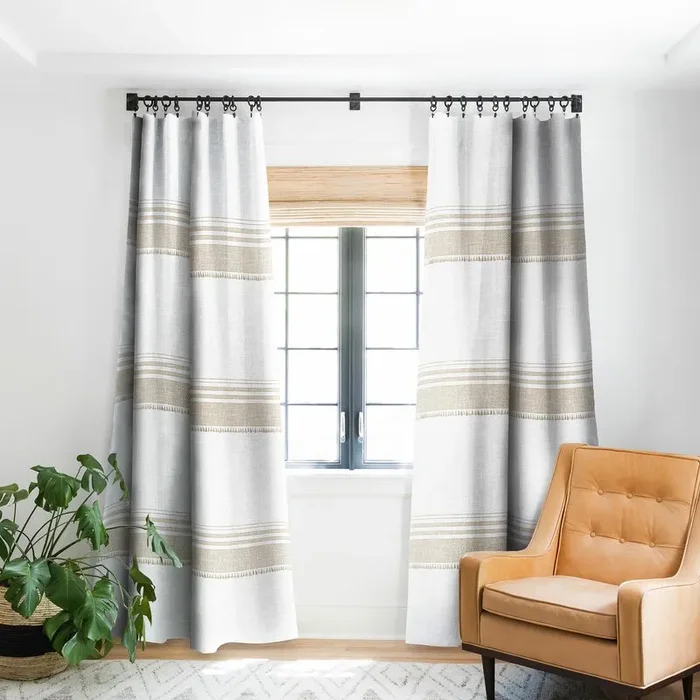 Holli Zollinger Striped Blackout Rod Pocket Single Curtain Panel #CR1216