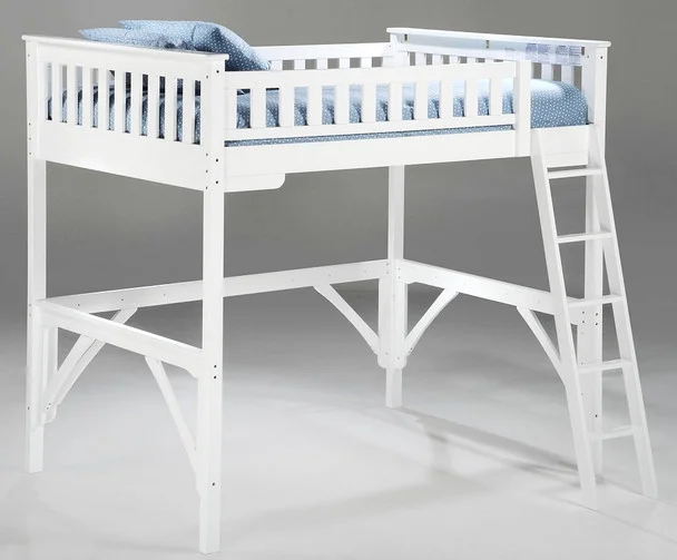 Hollywood White Wood Loft Bed