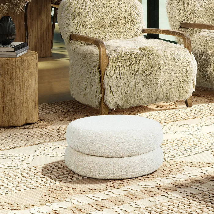 Homary – Floor Cushion Footrest Ottoman – Ivory White