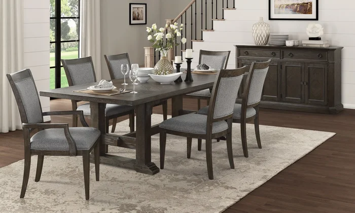 Homelegance 5441-102 7 pc Darby home co sarasota driftwood brown finish wood dining table set