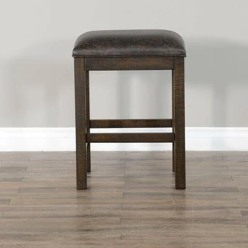 Homestead – 24″ Stool With Cushion Sea – Dark Brown