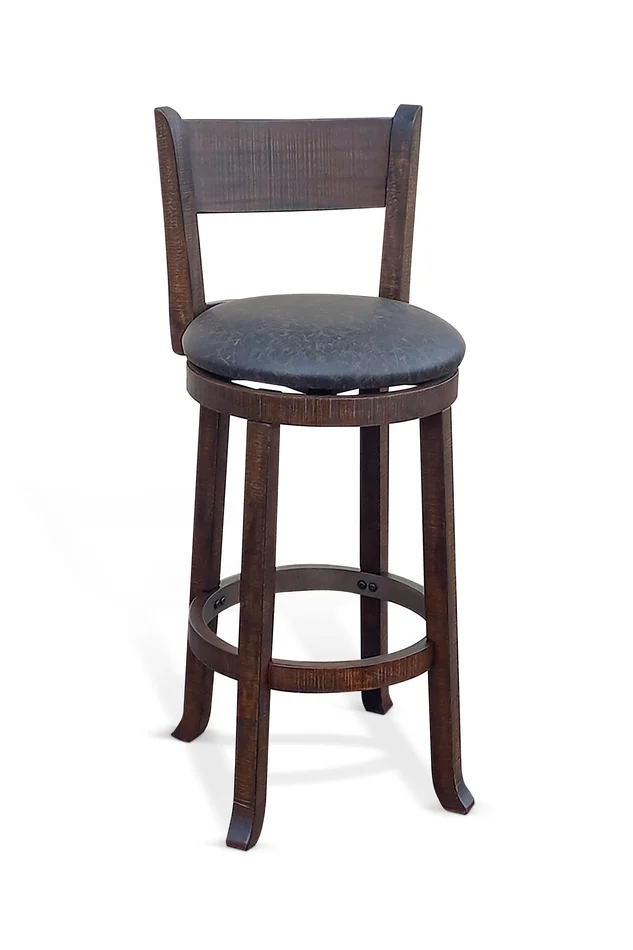 Homestead – 30″H Swivel Barstool, Cushion Seat & Back (Set of 2) – Dark Brown