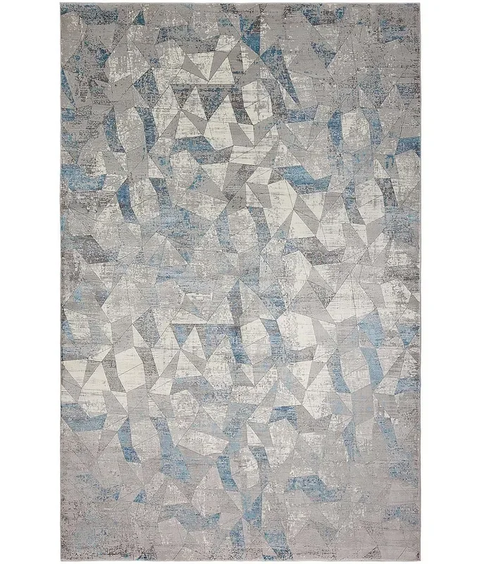 HRI Sunbrella 600 S6-01 Grey – Light Blue Rug
