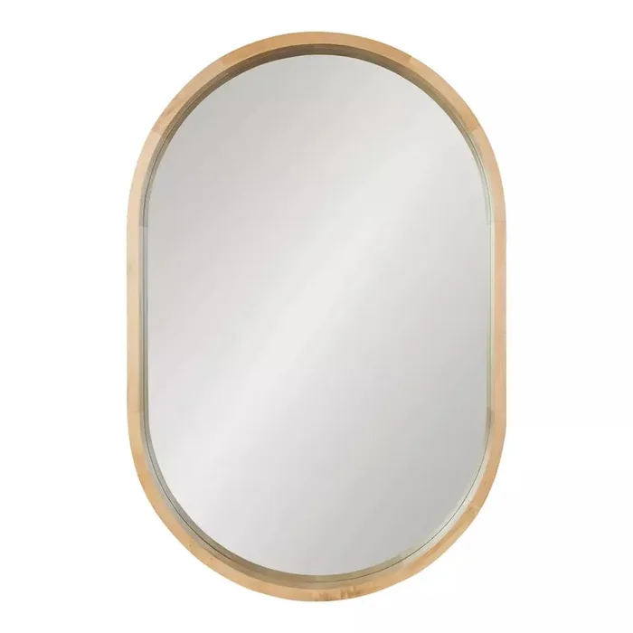 Hutton Wood Framed Capsule Decorative Wall Mirror Natural