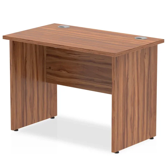 Impulse 600mm Deep Straight Desk With Panel Leg – Walnut