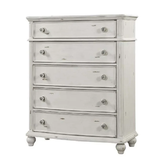 Jaqueline – Chest – Light Gray Linen & Antique White Finish
