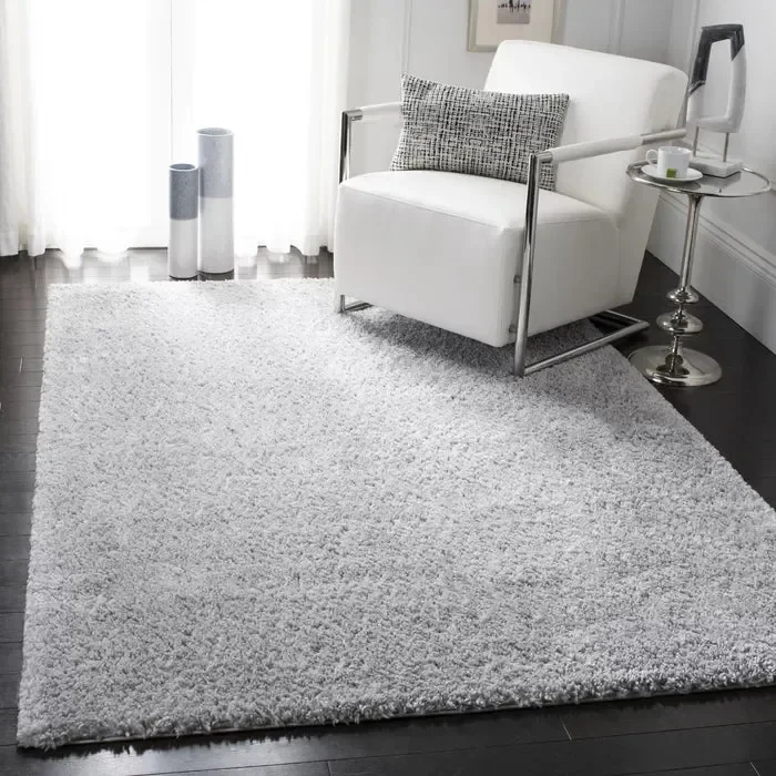 Jiang Shag Area Rug in Silver Rectangle