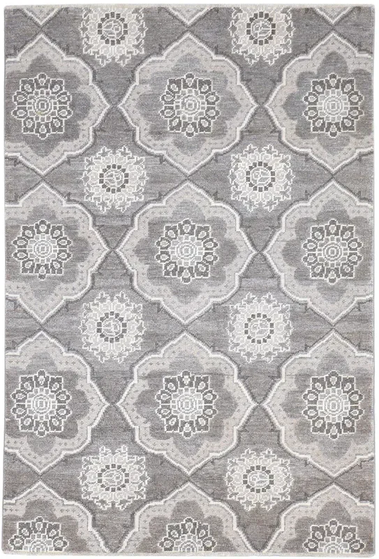 Jill Hand Knotted Dark Grey Silk Rug 5′ X 7′ Modern Moroccan Tribal