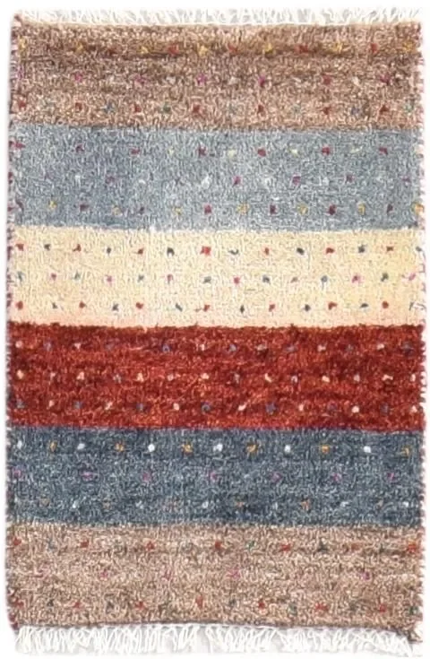 Katheryn Hand Knotted Beige Wool Rug 1′ X 2′ Southwestern Gabbeh Striped